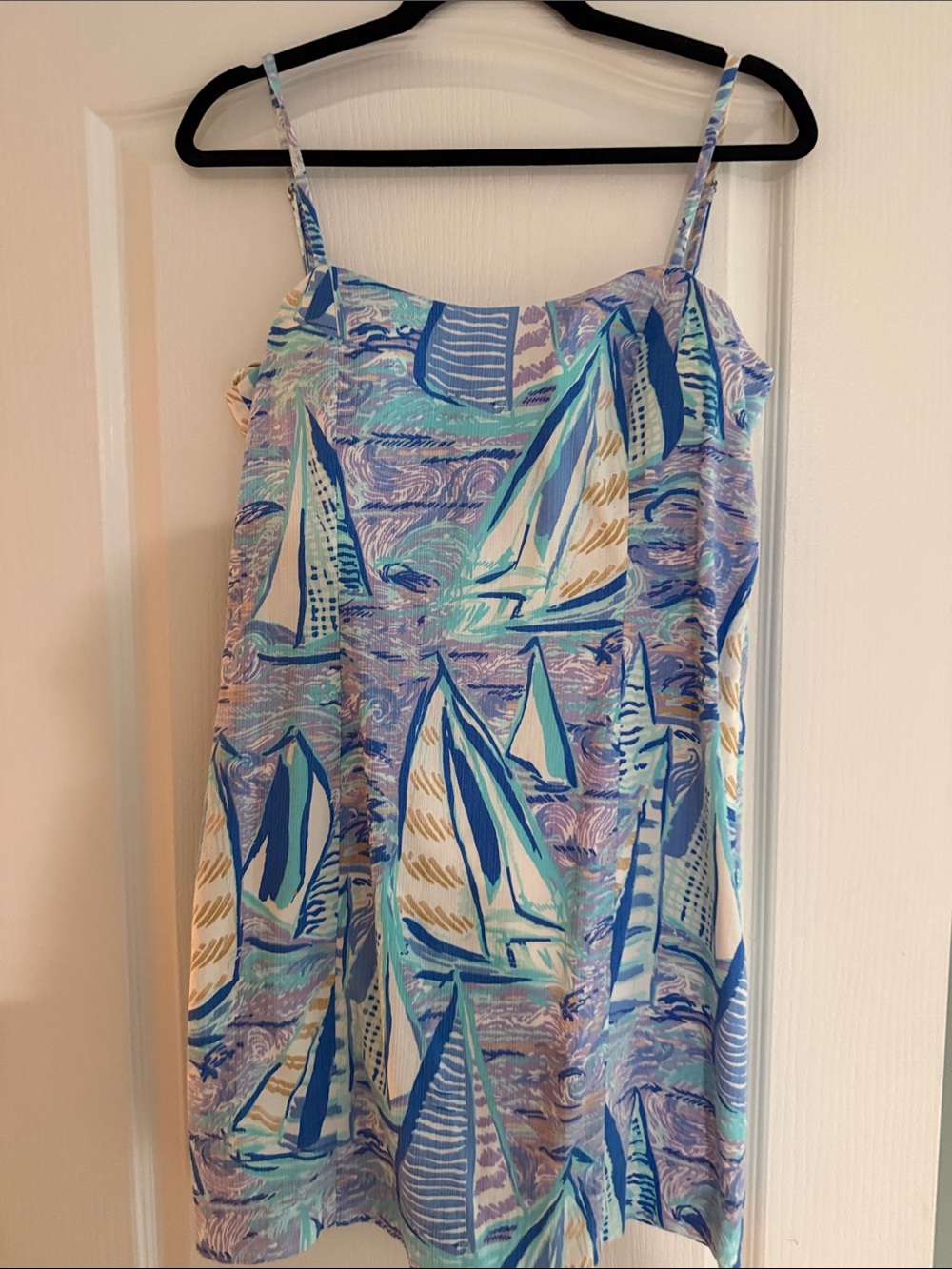 Lilly Pulitzer Girls Sailboat Print Swim Cover-Up in Blue and White